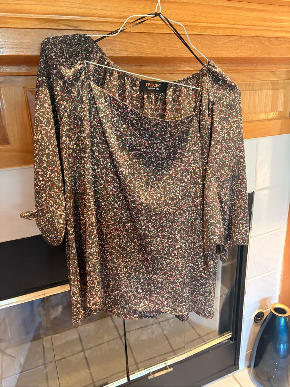 Renee C. Black speckled Scoop-Neck Blouse